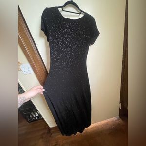 1990s Ronni Nicole Evening/ Prom Dress, black with black sequins